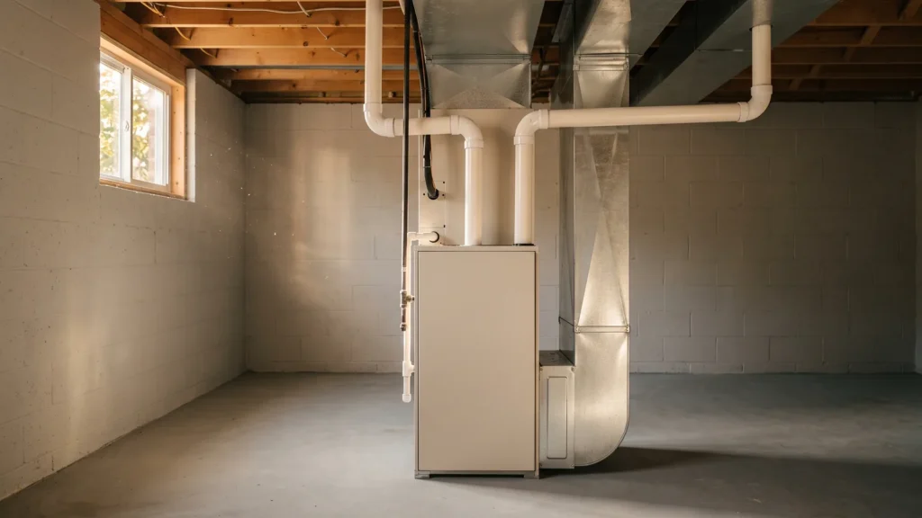 Gas furnace in an Ottawa basement ready for the fall heating season